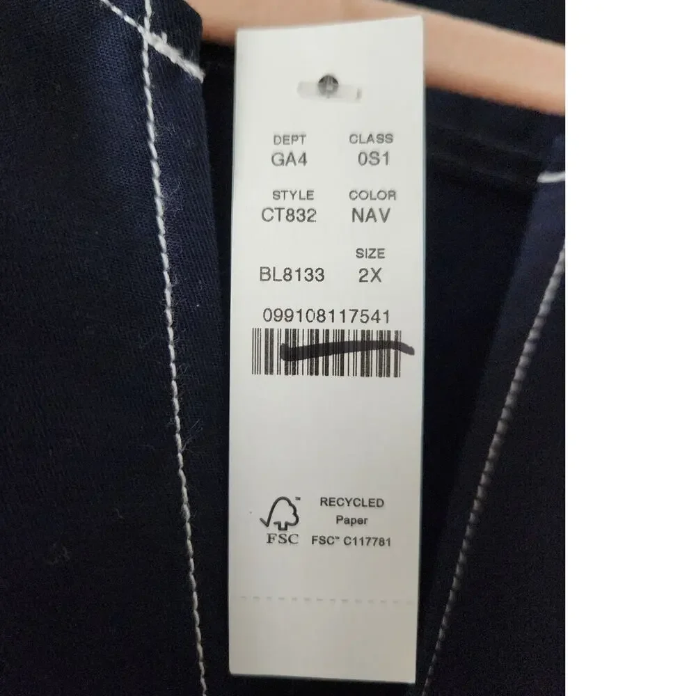 NWT J. Crew Patch-Pocket Pullover Dress In Structured Cotton Poplin Navy 2X